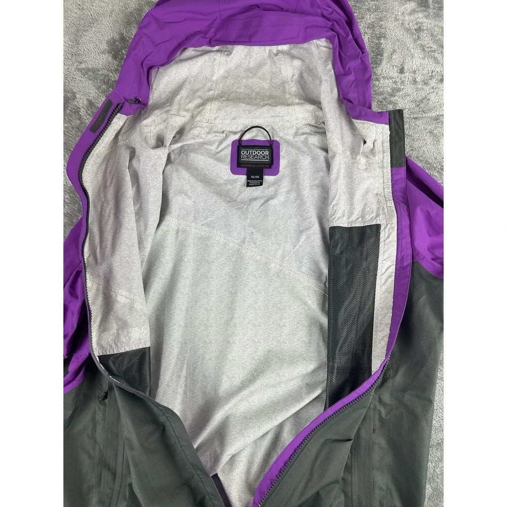 Outdoor Research Panorama Point Purple Gray Lightweight Rain Jacket Size XL